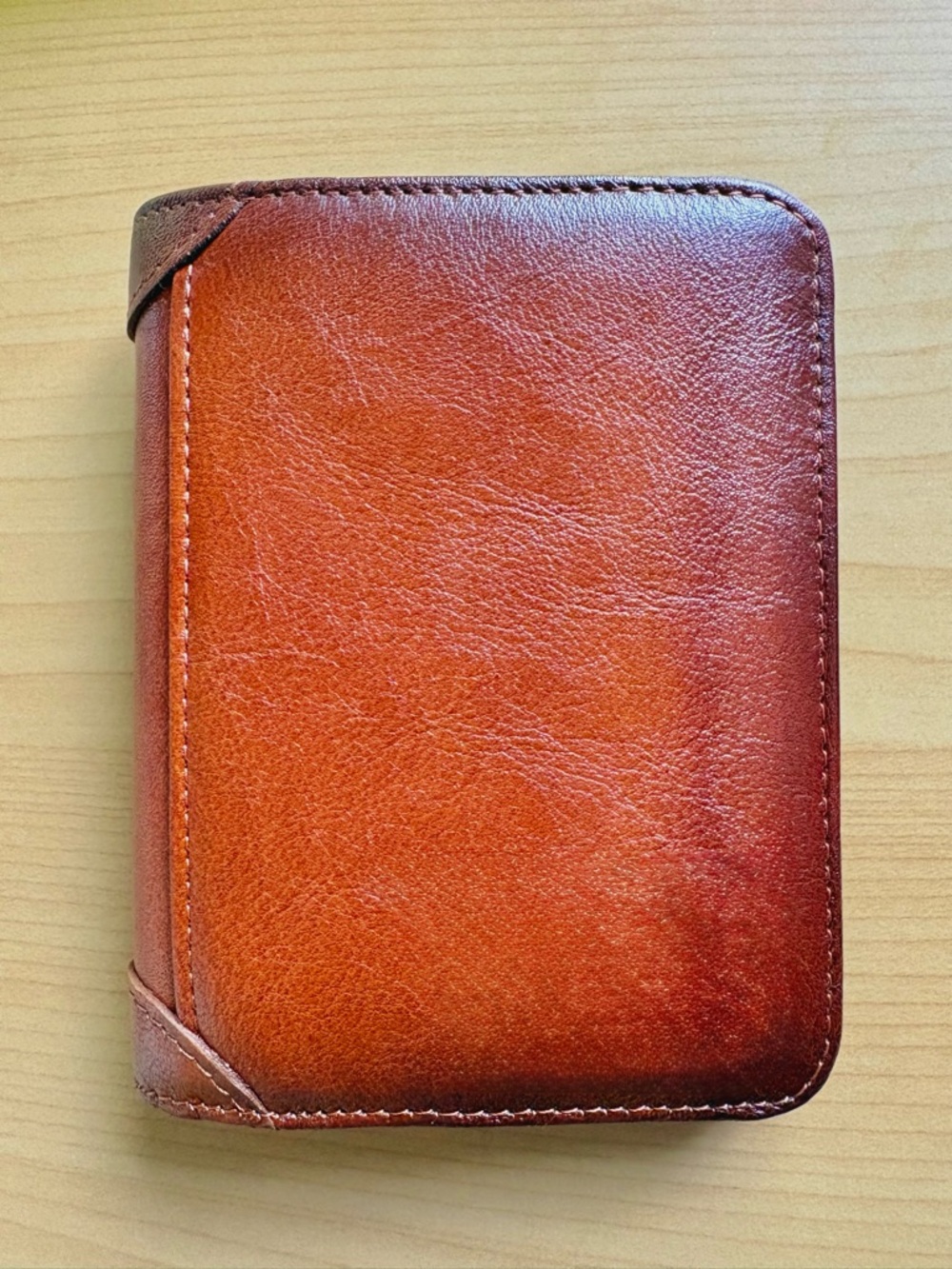 Men's Brown Genuine Leather Wallet RFID Blocking Trifold